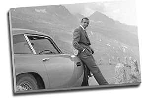 PANTHER PRINT SEAN CONNERY 007 James Bond Aston Martin DB5 Impression sur toile Art Mural Tableau Toile 30 x Taille A1 76,2 x 50,8 cm (numéro x 50,8 cm)