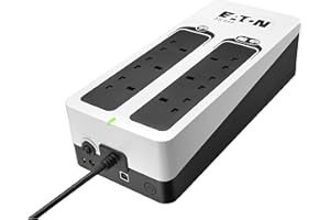 Eaton Onduleur Parafoudre Eaton 3S 550 IEC - Off-line UPS - Alimentation Sans Interruption - Puissance 550VA (8 prises IEC, Parasurtenseur, Silencieux) - Interface USB (câble inclus) - Noir&Blanc