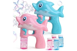 YOTOY 2 PCS Bubble Gun Toys for 3-8 Year Old Kids: Dolphin Bubble Machine Gifts for 3 4 5 6 7 8 Years Old Toddlers Birthday Party Toy for Babies Boy Bubble Blower Makers for Wedding Outdoor Activity