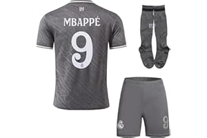 MAILLOT ENFANT Madrid #9 Mbappe 24/25 Auswärtstrikot für Kinder, Shorts, Socken, Jugendgrößen, Geschenkbox