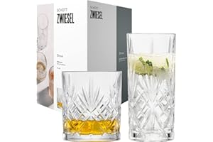 SCHOTT ZWIESEL Set de verres Show (set de 8), 4 gracieux verres à long drink et 4 verres à whisky avec relief, verres en cristal lavables au lave-vaisselle (art. n° 121881)