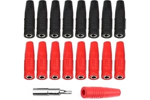 BEELUKY 16 Pezzi Spina Banana Femmina 4mm Presa Jack Isolata PA in Rame per Adattatori di Estensione Test Elettrici (Rosso e Nero)