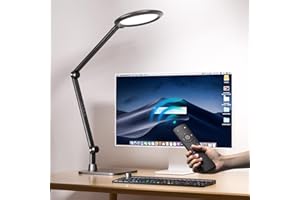 VERSKI LED Schreibtischlampe mit Fernbedienung, Schreibtischlampe Videokonferenz, Zoom Licht, Tageslichtlampe Schreibtisch, Einstellbare Helligkeit & Farbtemperatur, Büro Lampe, Tischlampe, 18W