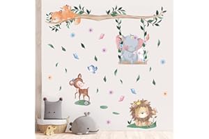 ANHUIB Adesivi Murali Bambini,Adesivo Murale per Animali,Adesivi da Parete Elefante,Stickers Murali Cameretta Bimbo Animali,Decorazione Murale Asilo Nido Camerette Bambini Camera da Letto