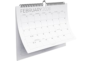 EVELAY Wall Calendar 2026 UK - Month to View A4 Landscape Family Planner - Spiral Bound Monthly Organiser with Large Day Boxes - Grey & White Design