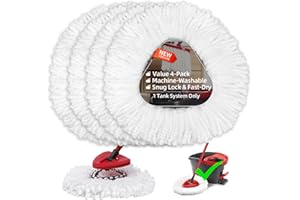 BONISON Mop Head Replacement Compatible with Viled EasyWring 1 Tank System Microfiber Swivel Mops Refill Machine Washable 4Pcs