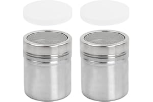 CATIME 2 Pezzi Acciaio Inossidabile in Polvere Shakers, Spargicacao in Acciaio, Spargi Zucchero a Velo, Farina di Caffè con Shaker, Dosatore Cacao in Polvere Shaker, Spargizucchero per Cucina Bevande Cottura