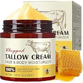 Beef Tallow Cream, Organic Honey Tallow, Beef Tallow for Skin, Fast Absorbing, Deep Hydration for Face and Body, Ideal for Al