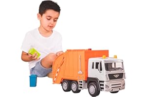 DRIVEN BY BATTAT Driven duży wózek na śmieci 54 cm – ze światełkami, dźwiękami i funkcjami – zabawka dla samochodów ciężarowych, śmieciarka od 3 lat, zabawka dla dzieci i chłopców