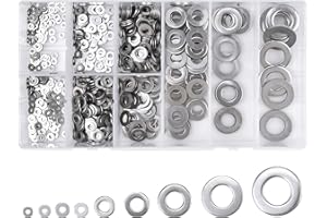 Xzeemo 800Pcs Kit de Arandela Plana de Acero Inoxidable 304, Arandelas Acero Inoxidable Planas, 9 Tamaños Variados (M2 M2.5 M3 M4 M5 M6 M8 M10 M12) para Sellar Tornillos, Tuercas, Pernos, etc