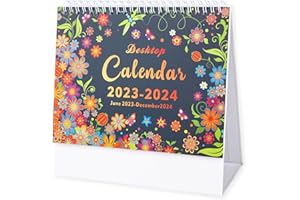 VALICAER 2023-2024 Desk Calendar Monthly Desktop Calendar with Thick Paper 19 Months Calendar from June 2023 to December 2024 Flip Over Calendar Standing Calendar with To Do Lists 20.5 x 20.5cm (Black)