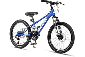 Glerc Skyline Kids Mountain Bike para niños niñas, 20 24 Pulgadas Bicicleta para niños, 21 Bicicleta de Velocidad con suspensión Delantera y Frenos de Disco,Múltiples Colores