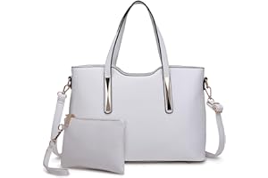 Miss Lulu Sac Fourre-Tout Femme en Cuir Synthétique,Sac à Épaule avec Pochette Amovible,Sac à Main Bandoulière Uni pour Travail Lycée Voyages et Shopping