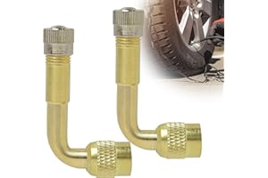 Greacesrio Extension de Valve en Cuivre 90 Degrés, 2 Pièces Adaptateur Angulaire Prolongateur Coudée pour Scooter, Voiture, Moto, Vélo