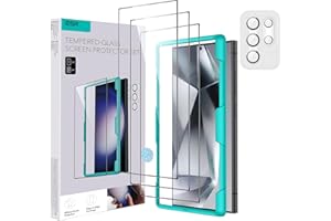 ESR do Samsung Galaxy S24 Ultra do szkła pancernego, 3 + 1 sztuka, 3 folie ochronne na wyświetlacz ze szkła hartowanego i 1 zestaw pojedynczych folii ochronnych soczewek, zakrzywione krawędzie 2,5D,