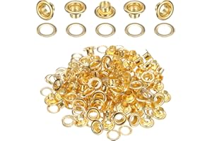 QUARKZMAN 50 Stück Ösen 5 mm Innen-Ø Messing Ösen Metallösen Rostfrei Planenösen Grommet Kit mit Unterlegscheiben Eyelets für Banner Leder Schuhe Handtaschen Vorhänge Bastel, Gold