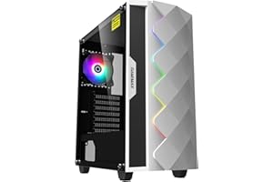 GameMax White Diamond ARGB Mid-Tower PC Gaming Case, ATX, 3 Pin AURA Male & Female Connectors, Built In ARGB LED Strip, 1 x 120mm ARGB Fan Included, Water-Cooling Ready | White