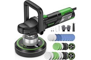 Ginour Dual Action Car Polisher for Car Detailing, 900W Car Buffer Polisher Machine, 6 Variable Speeds 2000-6400RPM, with D and Side Handles, 13 Buffing Pads, 150mm/6in, 125mm/5in Discs