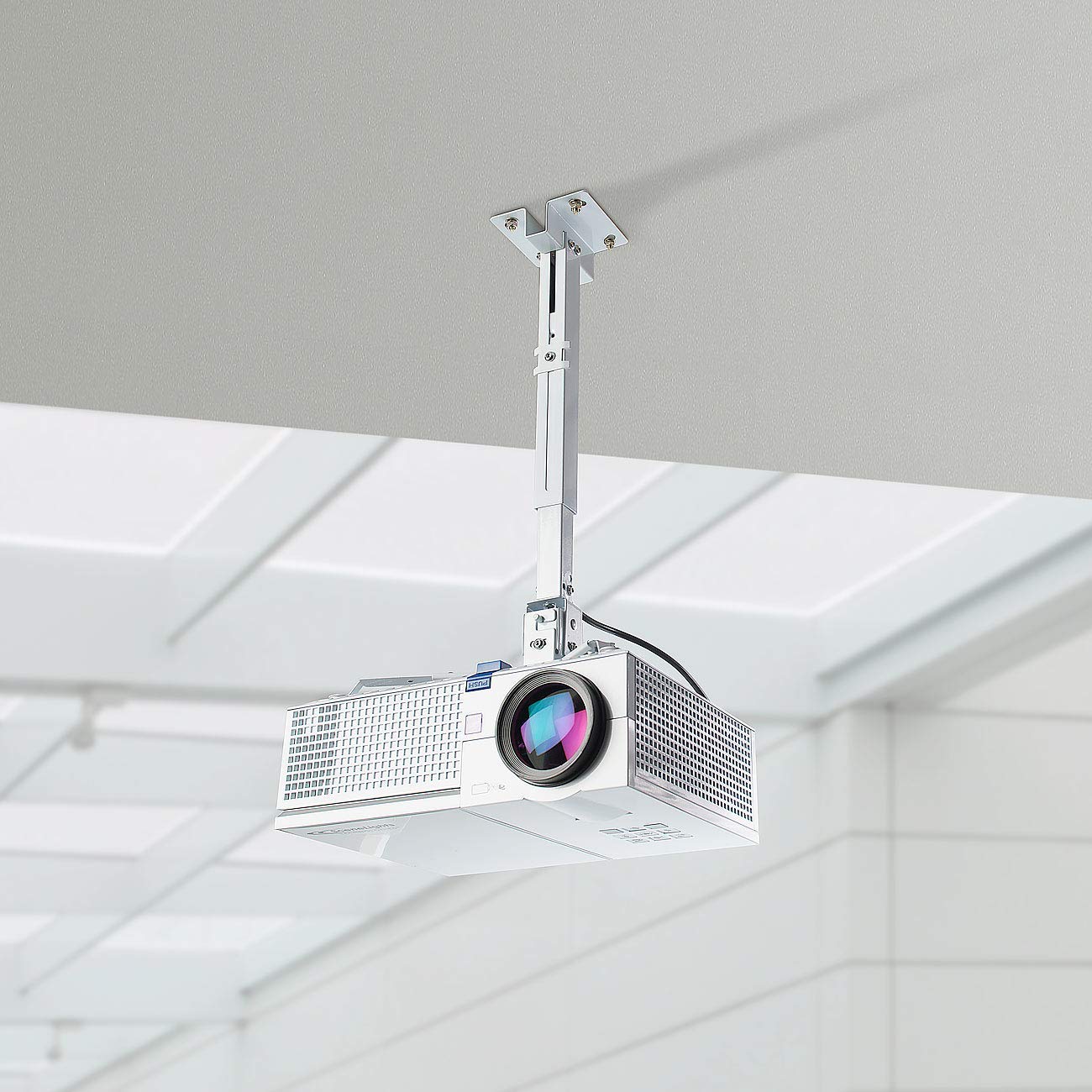 CAPRIGO Heavy Duty 1 Feet to 2 Feet (12 Inch to 24 Inch) Adjustable Projector Ceiling Mount Stand, Universal Projector Wall Mounting Bracket Kit with Swivel, Tilt & Height Adjustments (White-M447) - Image 12