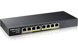Zyxel 8-Port GbE PoE Smart Hybrid Mode Switch | Standalone o Nebula Cloud | 60 Watt 802.3at | Desktop | Senza Ventola [GS1915-8EP]