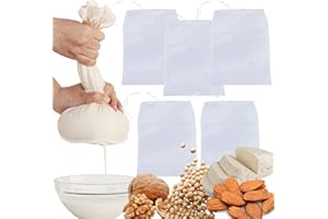 Maname® 5 Bolsas De Tela Reutilizables Filtrar Leche Vegetal. Bolsa para Escurrir Verduras. Colador De Tela Estameña Para Cocina. 3 Grandes + 2 XL Nut Milk Bag. Estopilla. Cheesecloth - Colador Kefir