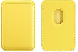 JITNGA Cartera magnética diseñada para iPhone, cartera de cuero compatible con iPhone 12/13/14 Mini/Plus/PRO/Max, soporte RFID con imán (amarillo)