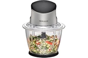 ‎ROMMELSBACHER ROMMELSBACHER Multi Zerkleinerer MZ 500 – kraftvoller Motor, 4-flügeliges Spezialmesser aus Edelstahl, 1,5 Liter Glasbehälter, schwarz/Chrom gebürstet, 500 Watt