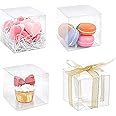 Aluchy 20pcs Clear Boxes for Favors 4x4x4" Transparent Gift Box for Cupcake Macaron Candy Cookies Ornament Gifts of Wedding Party Baby Shower