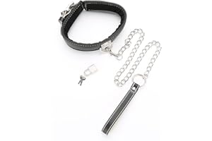 EXREIZST Fashion Women Men Cool Ring Leather Collar Choker Necklace (Black)