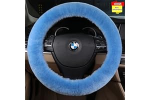 Sisha-A Wool Car Steering Wheel Cover 100% Natural Wool Steering Wheel Protector, Fluffy Warm Durable and High Elasticity Suit for Steering Wheel Size 14.5-16 inches
