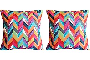 Olivia Rocco Pack of 2 Waterproof Cushion Cover Outdoor Garden Breathable Decorative Cushions Covers for Patio Bench Sofa Furniture Indoor Living Room Bed Chair Scatter (California Multi, 43 x 43 cm)