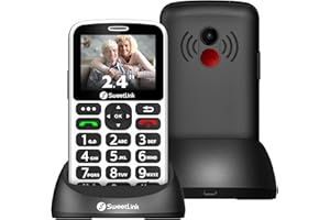 SweetLink S3PLUS 4G Seniorenhandy Ohne Vertrag, 1400mAh Akku Handy für Senioren Dual Nano SIM, SOS-Taste, 2,4 Zoll Farbdisplay Großtastenhandy mit Ladestation, Taschenlampe, FM-Radio, Weiß
