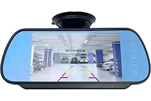 Dolphin Automotive 7" Rear View Mirror Screen Display Monitor For Vans With Suction Mount Stalk For Viewing Reversing Cameras