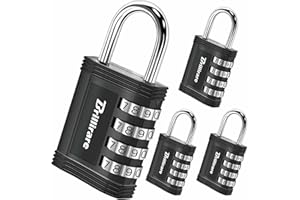 4 Pack Combination Lock, 4-Digit Waterproof Padlock, Zinc Alloy Outdoor Keyless Resettable Travel Luggage Locks for Backpack, Gym Locker, Hasp, Fence, Gate, Case, Toolbox-by Brillirare