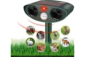 HOPSEM Cat Scarer Cat Repellent Ultrasonic Solar Powered Waterproof Animal Deterrents for Gardens Motion Activated Sensor Pest Repeller for Farm Dogs Fox Birds etc (Upgraded)