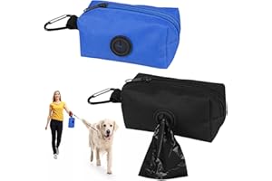 SKIWAX 2 Pcs Dispenser di Sacchetti per Escrementi per Cani, Dispenser di Sacchetti per Escrementi per Guinzaglio per Cani, Dispenser di Sacchetti per Escrementi di Cane (Blu, Nero)