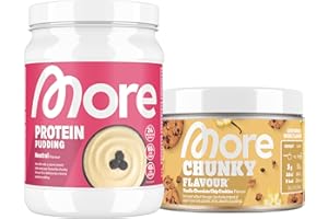 MORE Protein Pudding, Neutral, 360 g & MORE Chunky Flavour, 150 g, Vanilla Chocolate Chip Cookie, für einen cremigen Pudding mit Geschmack, weniger Fett und weniger Kalorien