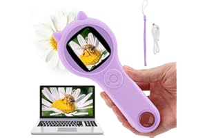 HISUEKIG Microscope Enfant Portable avec Écran IPS De 2,0 Pouces, Mini Microscope De Poche Éducatif À Mise Au Point Manuelle 2mp 500x, Microscope De Poche pour Win XP, Win7 8 10 11, Os X 11.0