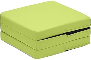 Maxus Sports Cube Small Z Bed for Kids Sleepover Portable Chair for Sitting Comfy and Light Weight Fold Out Bed Sofa for Living Room with Waterproof Removable Cover (Lime)