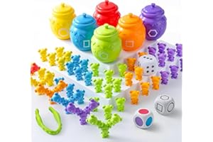 JOYIN72 Stück Zählbären - Bunte Zählen Bären mit passenden Sortierbechern für Farben Lernen der Kleinkinder, STEM Pädagogisches Spielzeug, Feinmotorik, Würfel und Aufgabenheft