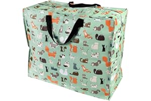 REX LONDON Duża torba do przechowywania z zamkiem błyskawicznym - mocna i trwała 55 x 48 x 28 cm 70 l - wzór kota Nine Lives