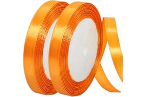 YAYAFUNFUN Satinband Orange 10mm Breit Geschenkband Satin,44m Satinbänder Orange Dick Schleifenband Dekoband Seidenband Geschenkverpackung Stoffband Geschenkbänder für Dekorieren Basteln Kleid Hochzeit