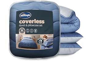 Silentnight Coverless Seersucker Duvet - 10.5 Tog All Year Round Double Duvet Quilt Reversible- Includes Matching Pillowcase - Machine Washable - Grey and Light Blue - Double