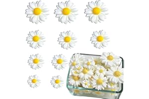 NZEXLYVA 50Pcs Daisy Flower Resin Stickers, Sunflower & Daisy Designs Waterproof, Indoor/Outdoor Use Resin Wall Art Decals & Craft Charms for DIY Party Decorations Hair Accessories