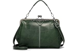 FORRICA Handbag Women Elegant Evening Crossbody Bag Ladies Shoulder Bag Soft PU Leather Kiss Lock Top Handle Bag for Evening Banquet Ball Dating Party