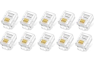 TECHZOCO Conector RJ11, Conector teléfono Modular, conector 6P4C, adaptador para Telefono, AWG26, Apto para aplicaciones de teléfono, fax, voz en sistemas de cableado doméstico u oficina, 10 unidades