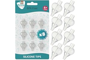 HOMYBABY® 8 Adaptadores Silicona para Jeringa Lavado Nasal Bebe - Cabezal Universal de Repuesto Jeringas Nasales Estándar - Desde los 4 Meses - Punta Boquilla de Enjuague Nasal Esterilizable (8 pcs)