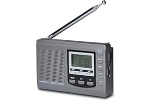 Songway Full Band AM/FM/SW DSP Radio Stereo Loudspeaker LCD Display Alarm Clock Sleep Timer Pocket Radio Digital Demodulation Best Reception with Telescopic Antenna (Grey)