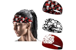 Kuiaobaty Lot de 3 bandeaux de yoga pour femme - Imprimé léopard - Motif floral rétro - Pour course à pied, sport, galaxie - Tie Dye