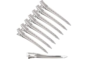 OMBRISA Duck Billed Hair Clips for Styling Sectioning 24 Pcs, Metal Hair Clips for Women Long Hair, Metal Alligator Curl Clips for with Holes for Hair Extensions Hair Coloring Salon (sliver)